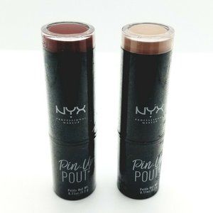 2 NYX Pin-Up Pout Lipsticks - Silk & Red Haute